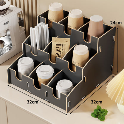 Modular gestufter Theken-Kaffetassen-Deckel und Strohhalm-Organizer