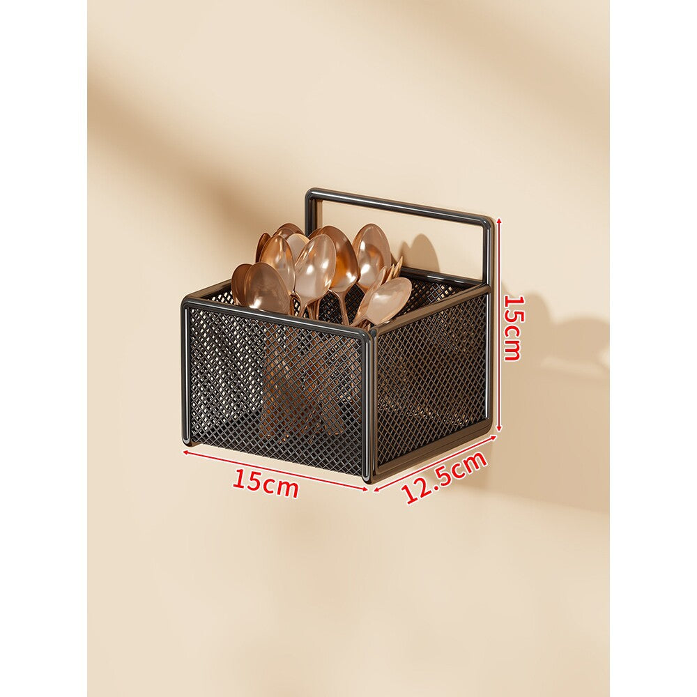 Wandmontierter Mesh Besteckhalter mit Haken zum Aufhängen