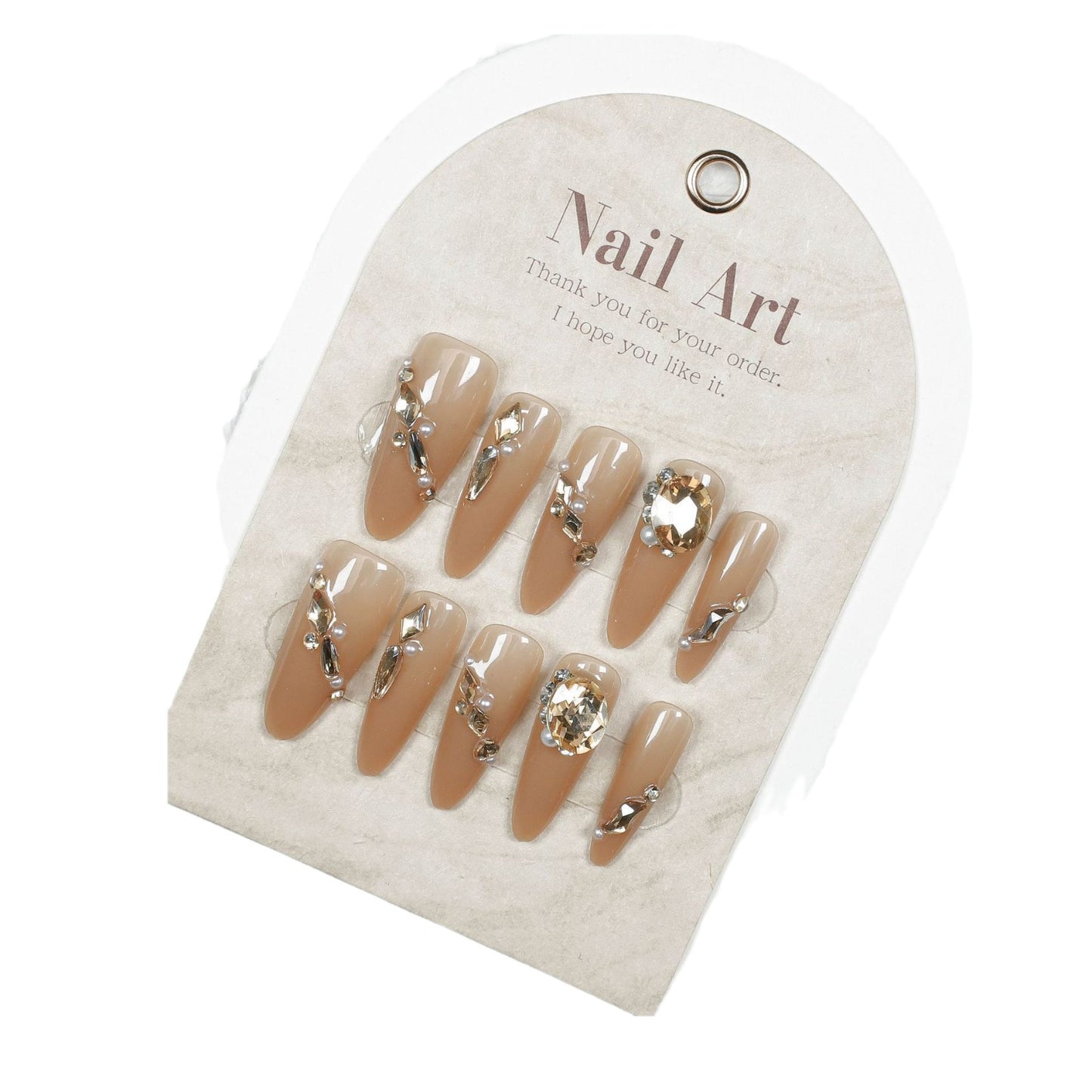 Luxuriöse mit Strass verzierte Press-On Nagelkunst Brehn