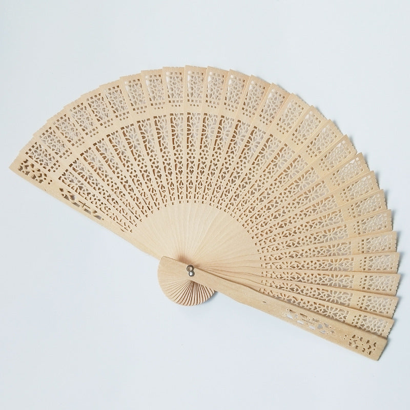 Damen dekorativer und hochwertiger Handfächer aus filigranem Holz Brehn