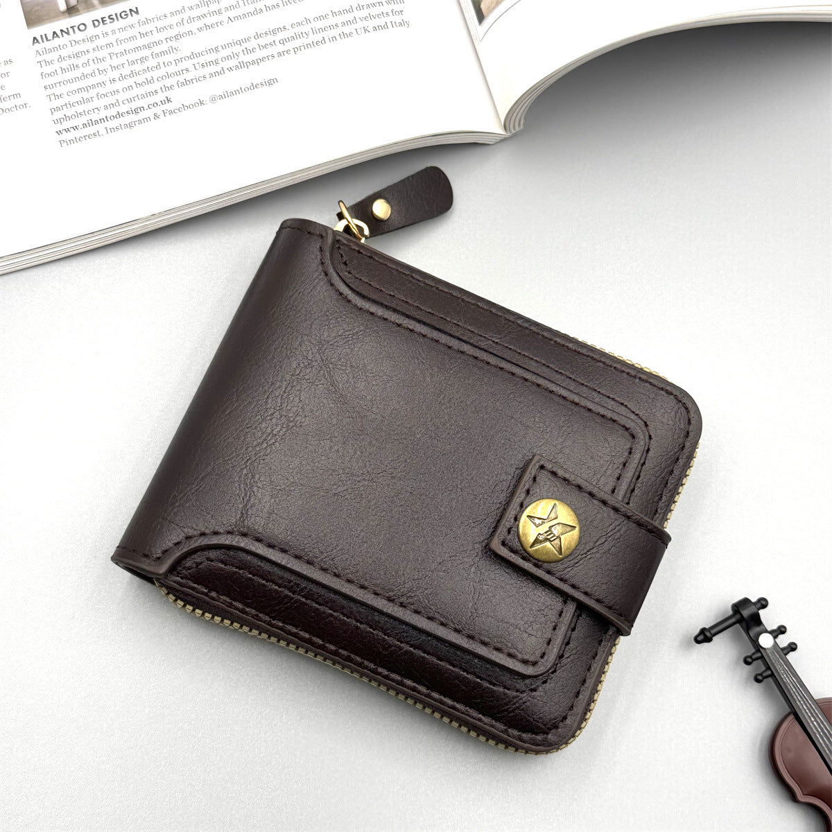 Stylische Leder Reißverschluss Geldbörse