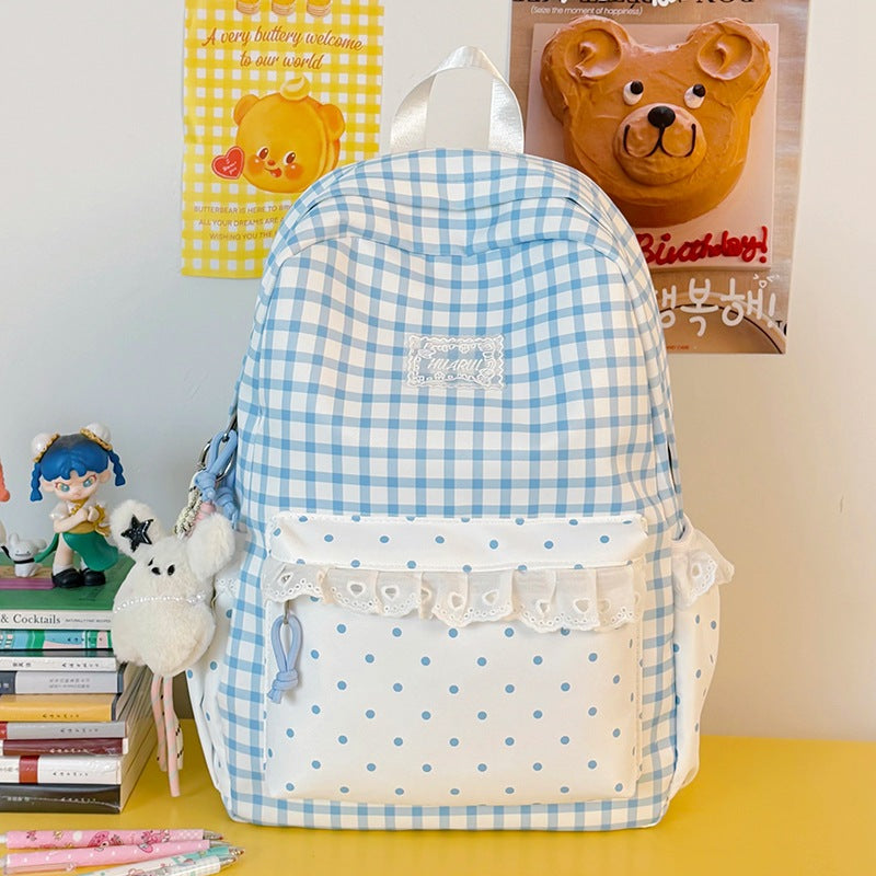 Stylische Gingham-Print Freizeit Rucksack Brehn
