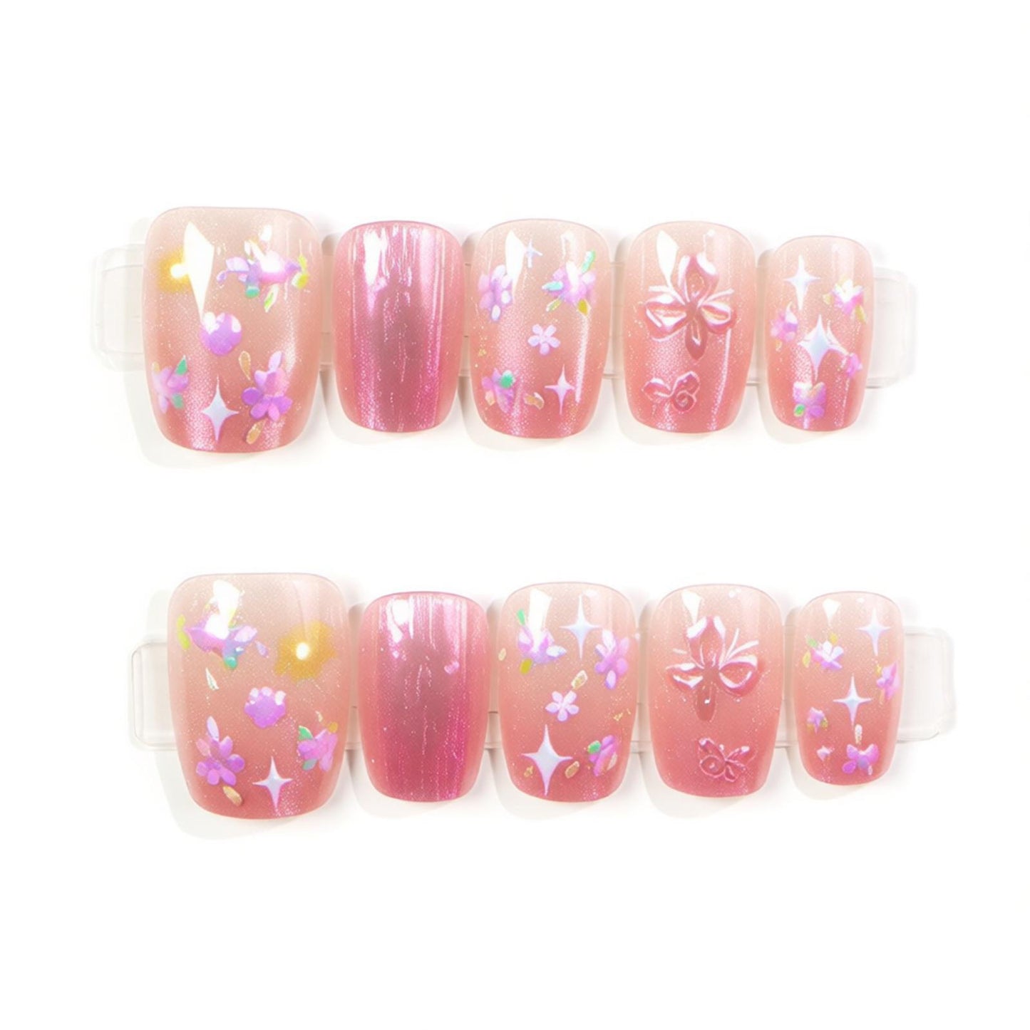 Künstlerisches floral-verziertes Press-On-Nagelset Brehn
