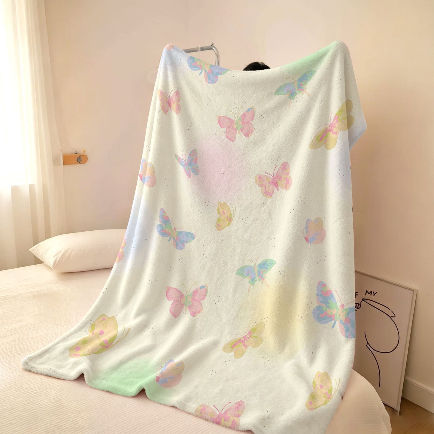 Gemütliche Schmetterlingsdruck Fleece-Wurfdecke