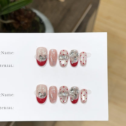 Stilvolles mit Strass verziertes Press-On-Nagel-Set