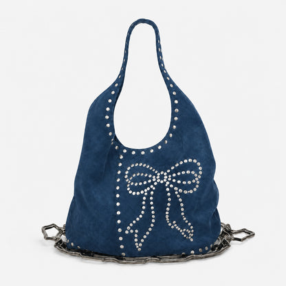 Dekorative Nieten Wildleder Hobo Tasche