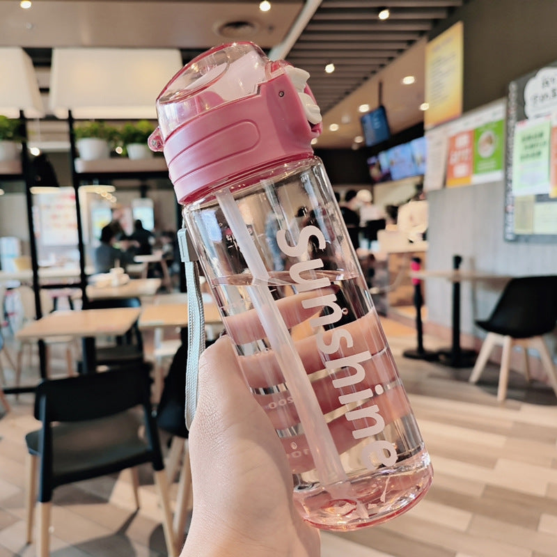 Damen transparente Trinkflasche mit ergonomischem Deckel Brehn