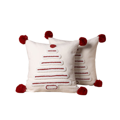 Urlaubs-Tufted-Chenille-Quadrat-Wurfkissen mit erhöhtem Baum-Motiv und verstecktem Reißverschluss