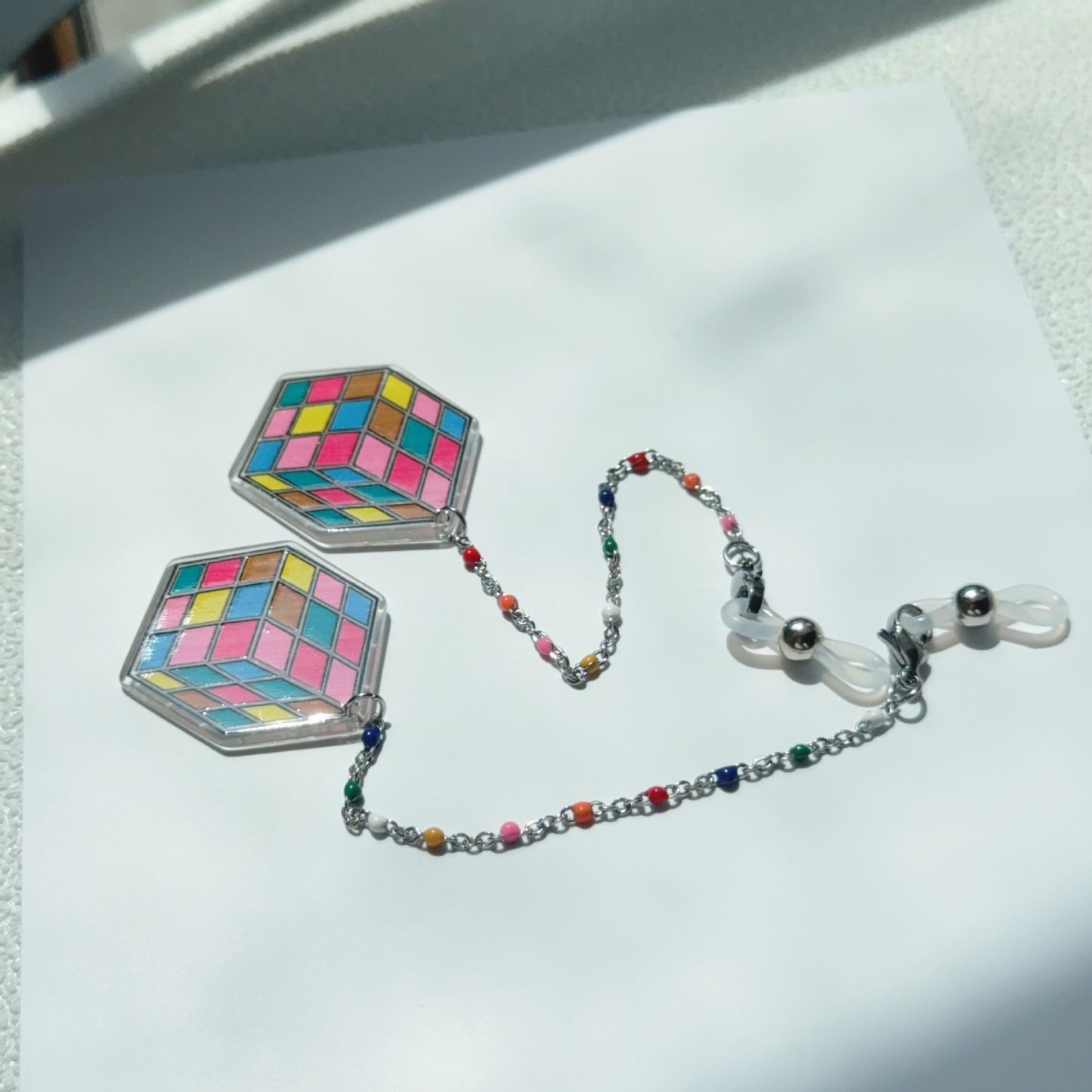 Bunte Rubik's Cube Ohrhänger Brehn