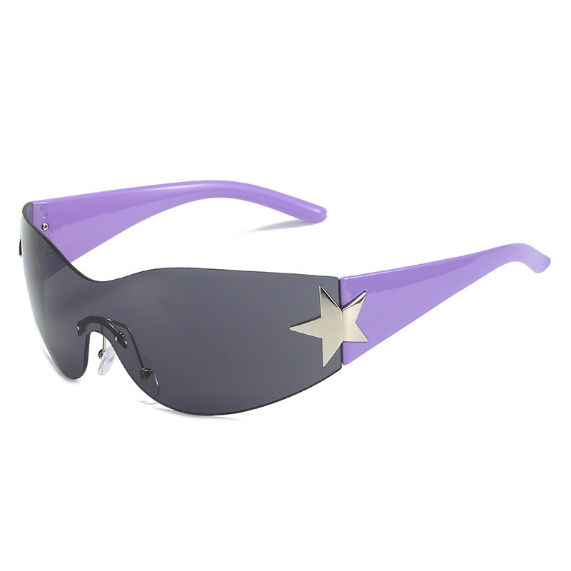 Modebewusste Shield-Sonnenbrille mit Sternakzent Brehn