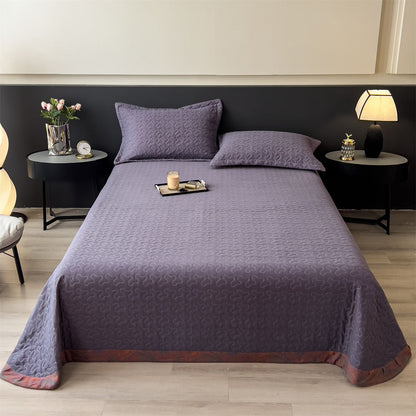 Gestepptes Bettwäsche- und Kissenbezug-Set mit Wellenstich und leichtem Mikrofasermaterial