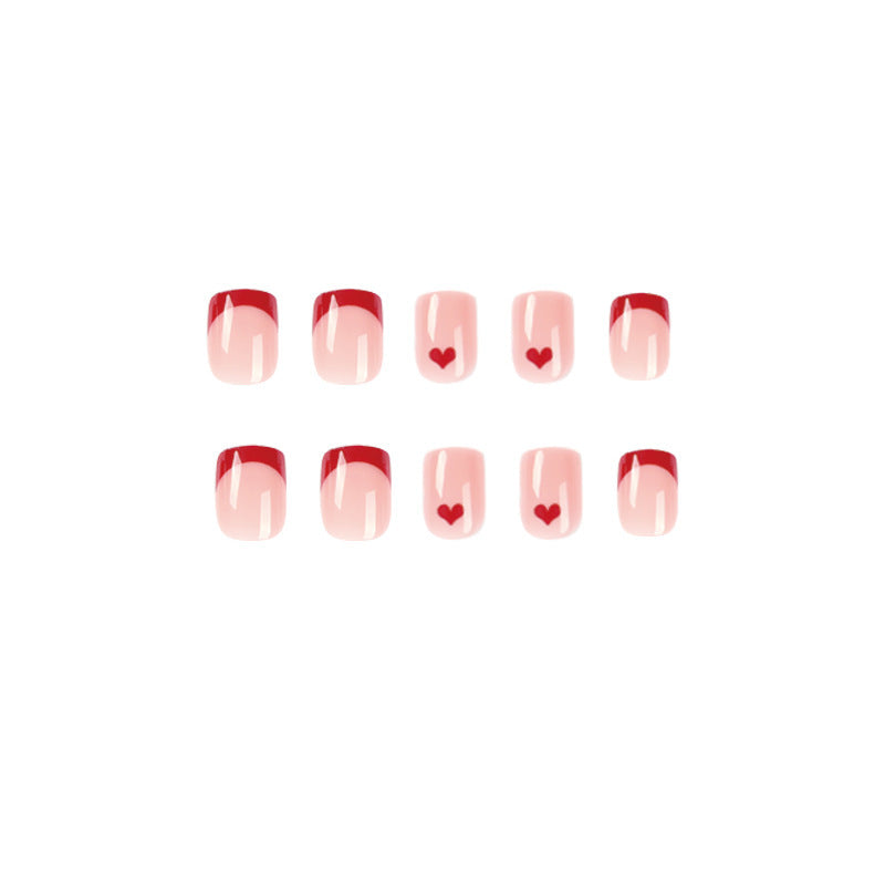 Künstlerisches Herzdesign Press-On Nagelset Brehn