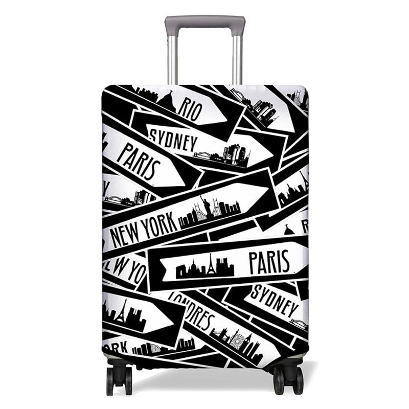 Unisex nan elastische Kofferhülle mit urbanem Doodle-Muster, Reißverschluss und Rundumschutz für 4-Rollen Trolleys Brehn