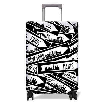 Unisex nan elastische Kofferhülle mit urbanem Doodle-Muster, Reißverschluss und Rundumschutz für 4-Rollen Trolleys Brehn