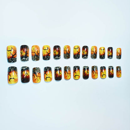 Künstlerisches Halloween-Themen Press-On Nagelset Brehn