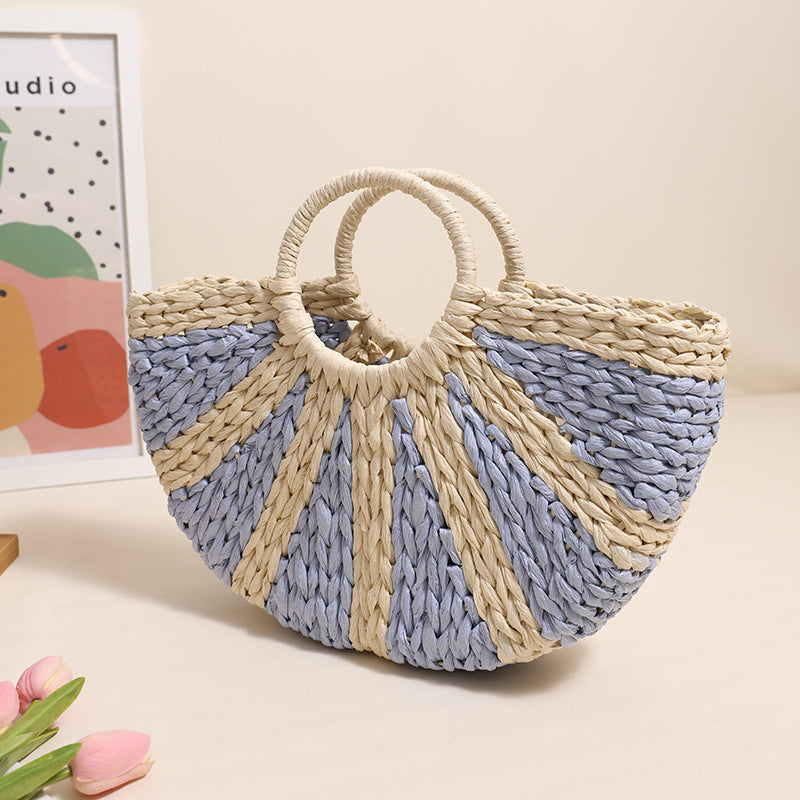 Handtasche Aus Handgewebtem Bast mit Bodenstruktur Brehn