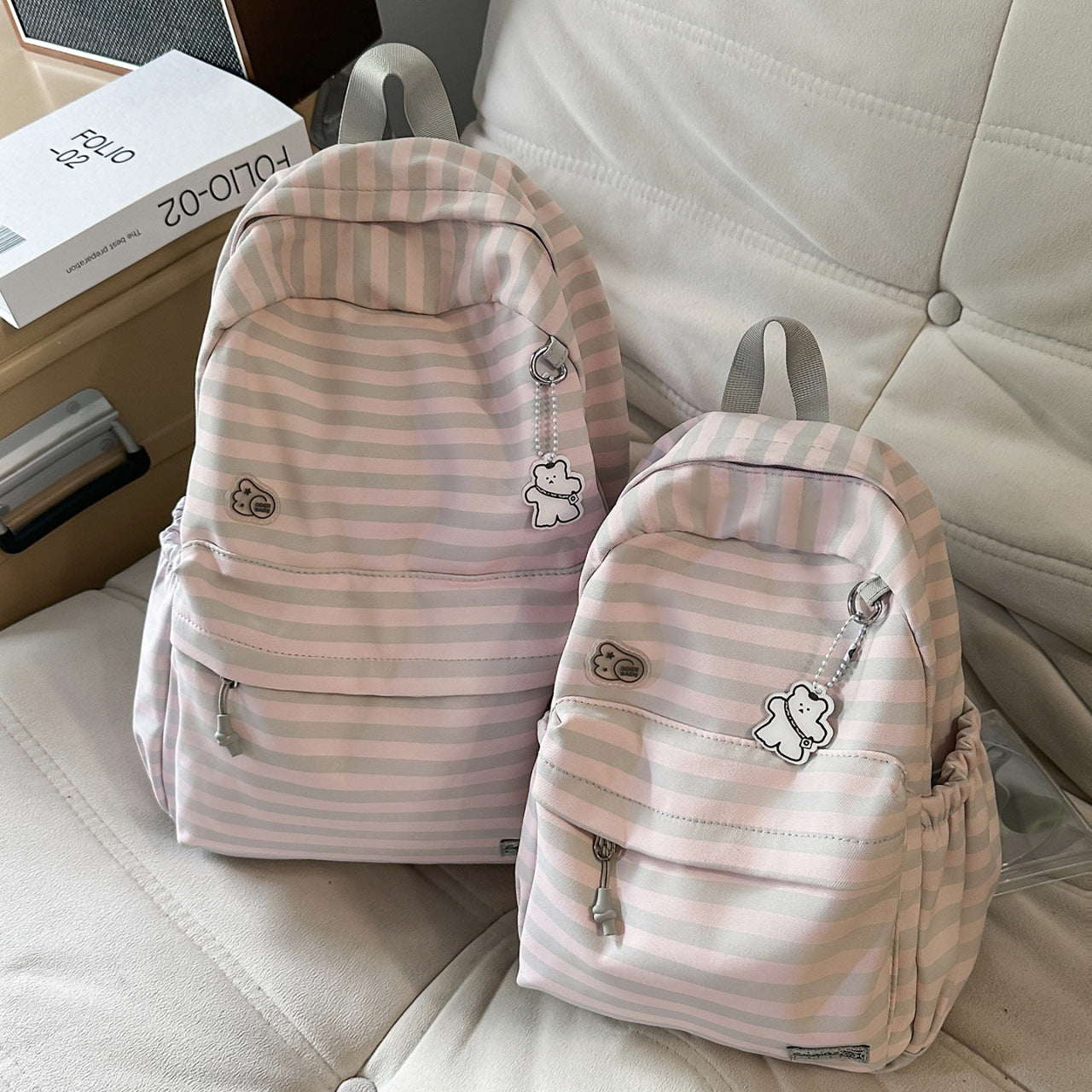 Verspielt Gestreifter Lässiger Rucksack