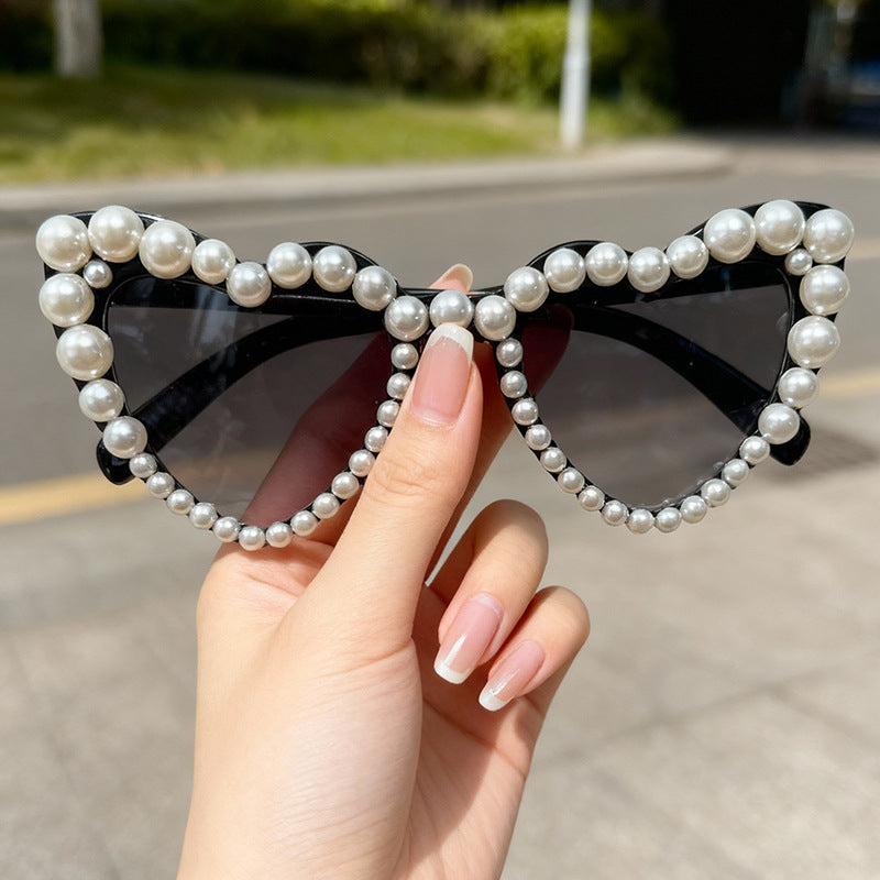Dekorative mit Perlen verzierte Cat-Eye-Sonnenbrille Brehn
