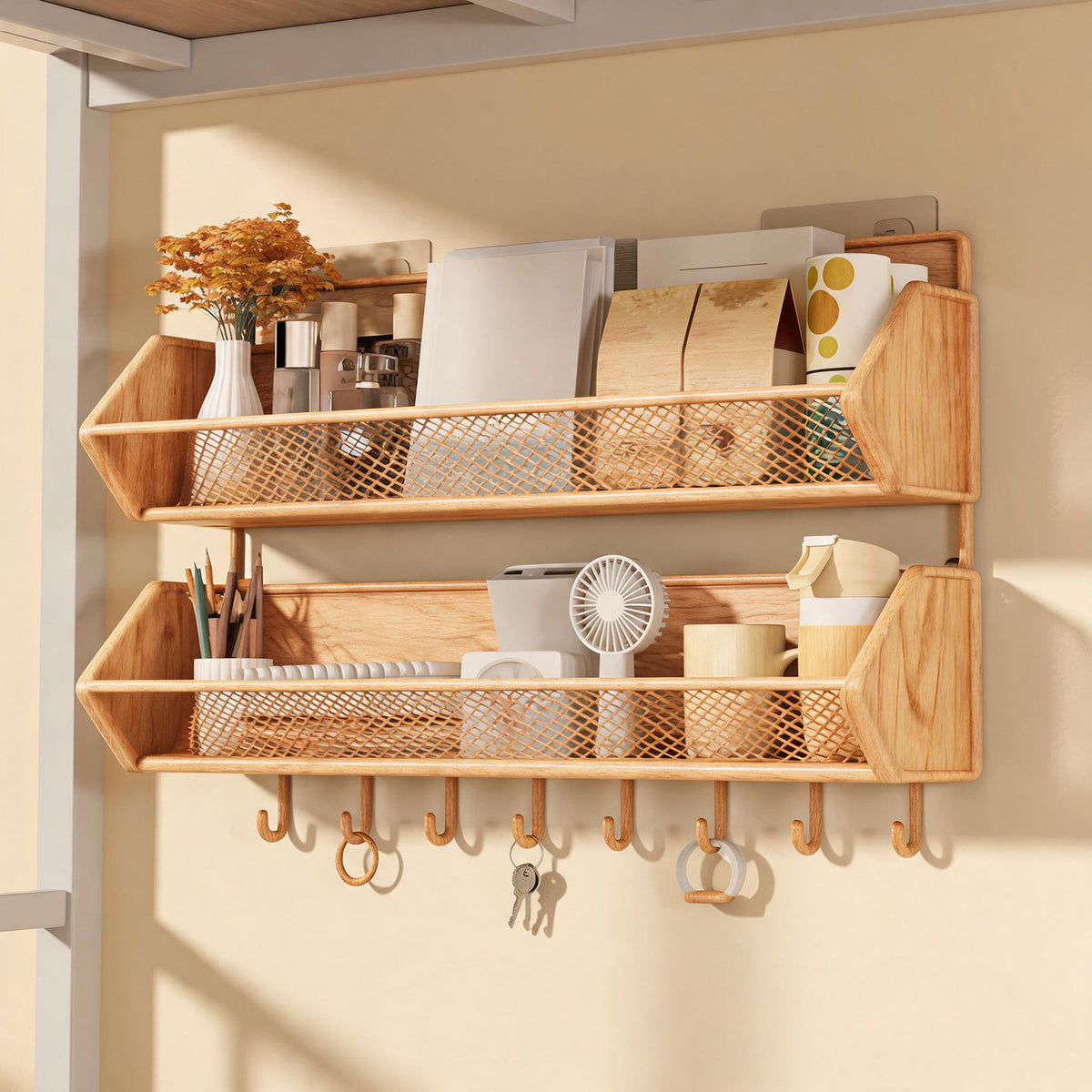 Wandmontierter Metallgitter-Organizer-Regal