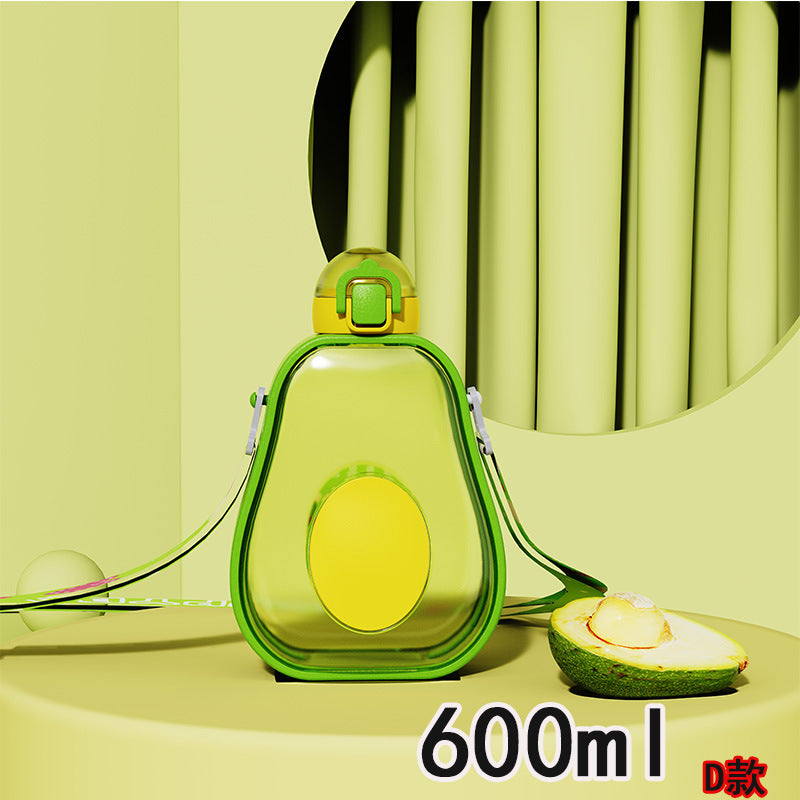 Damen Avocado Trinkflasche mit auslaufsicherem Verschluss und integriertem Tragegurt Brehn