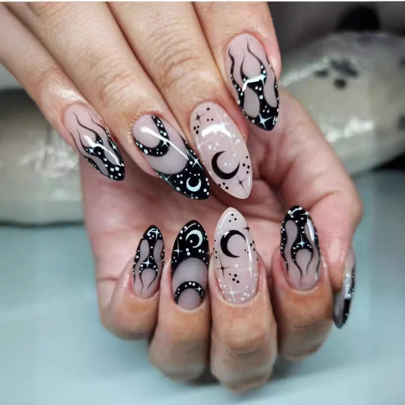 Künstlerisches Flammen-Design Press-On Nagelset Brehn
