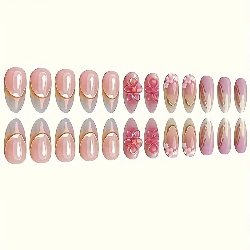 Floral Verziertes Press-On Nagelkunst Set Brehn