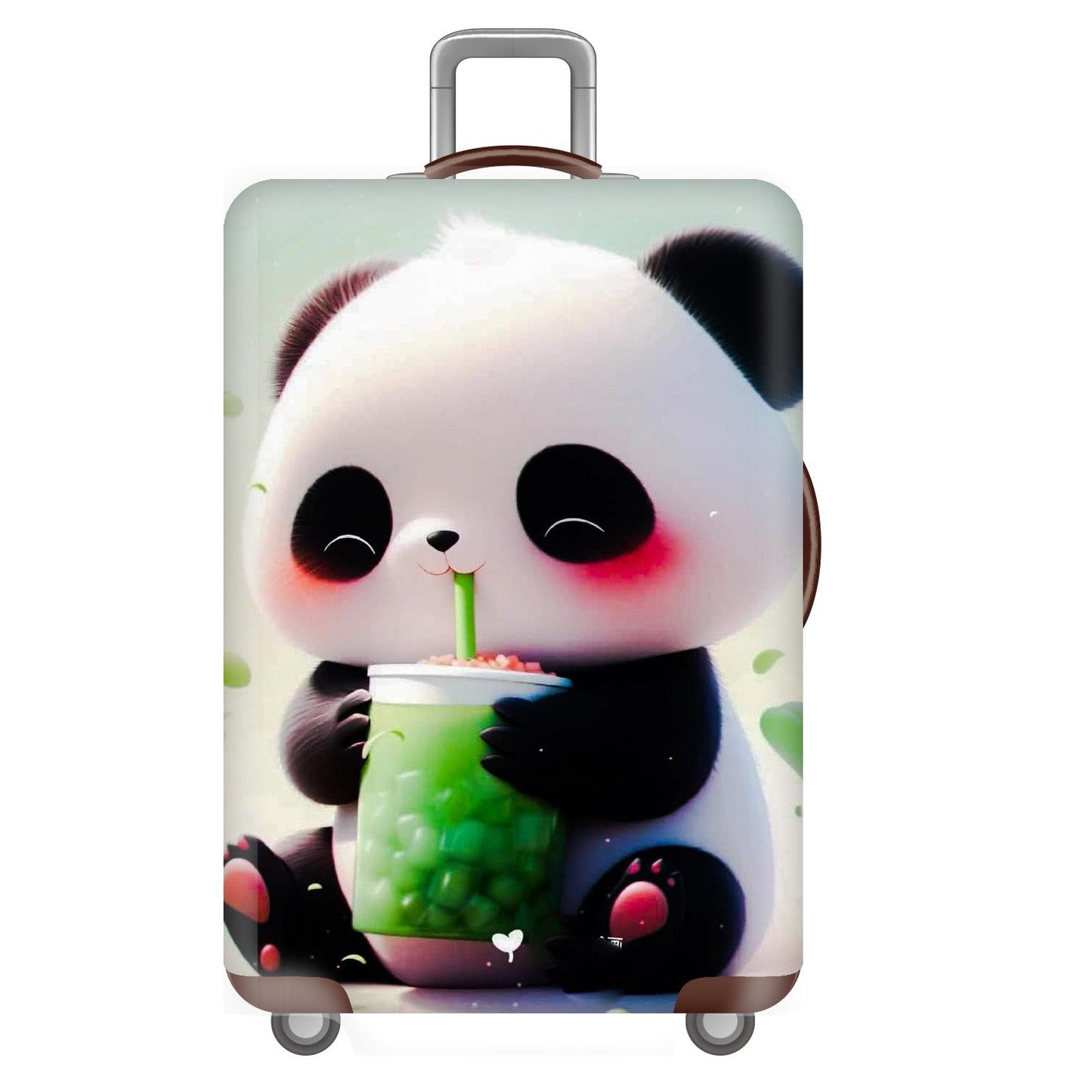 Unisex nan elastische Kofferhülle für Hartschalen-Trolley mit niedlichem Panda-Motiv, dehnbarer Schutzüberzug mit Griff‑ und Rollenöffnungen Brehn