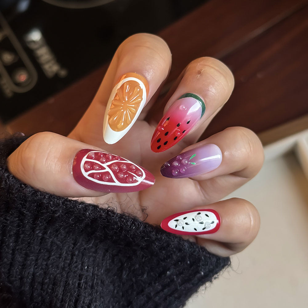 Frucht-Themen Press-On Nail Set Brehn