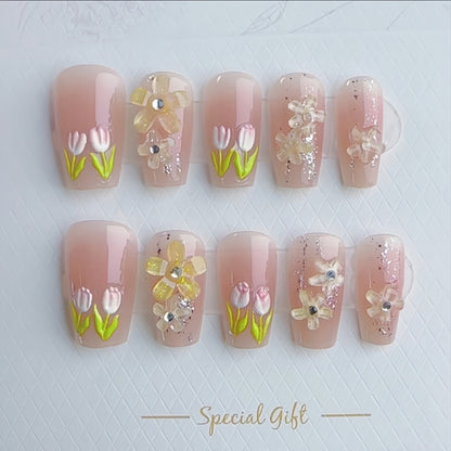 Floral Art Press-On Nail Set Brehn