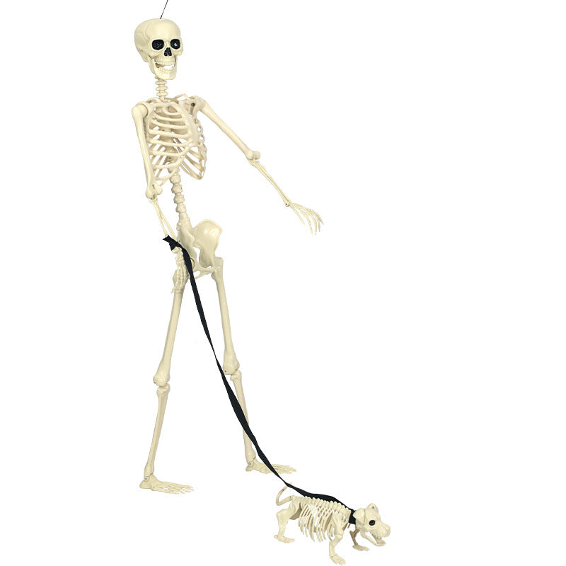 Dekoratives Skelett Hund und Mensch Figurenset Brehn