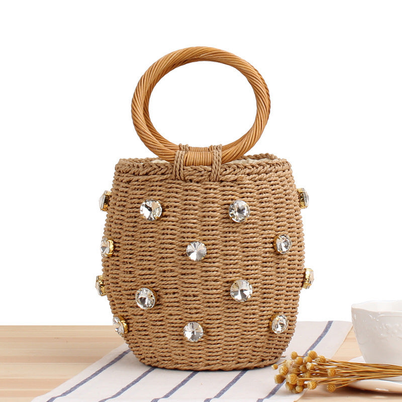 Modische Korbtasche mit Glitzernden Details Brehn