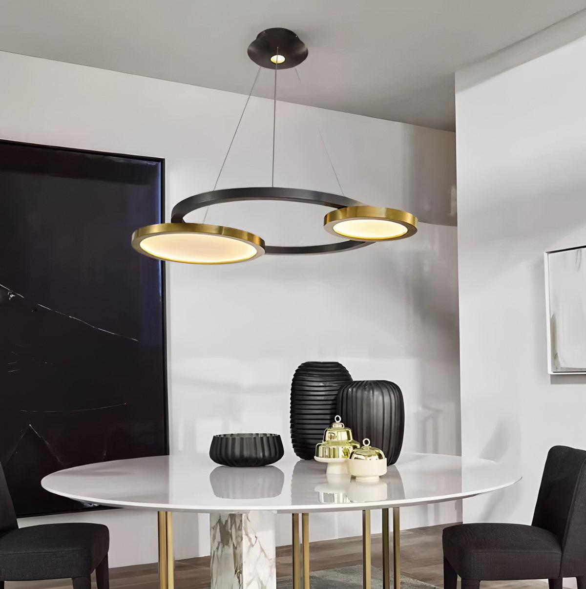 Moderne Dual-Circle Pendelleuchte