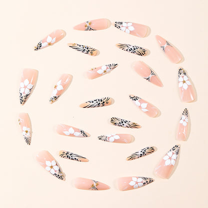 Blumen- und Tierdruck Stiletto Nagelkunst Erweiterungen Brehn