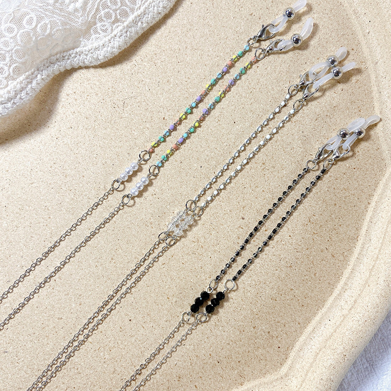Elegante Brillenhalterkette mit Schwarzen Perlen Brehn