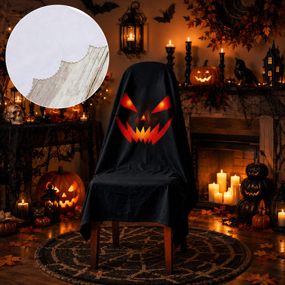 Halloween Stuhlhusse aus Baumwolle mit gespenstischem Gesicht und gezacktem Saum