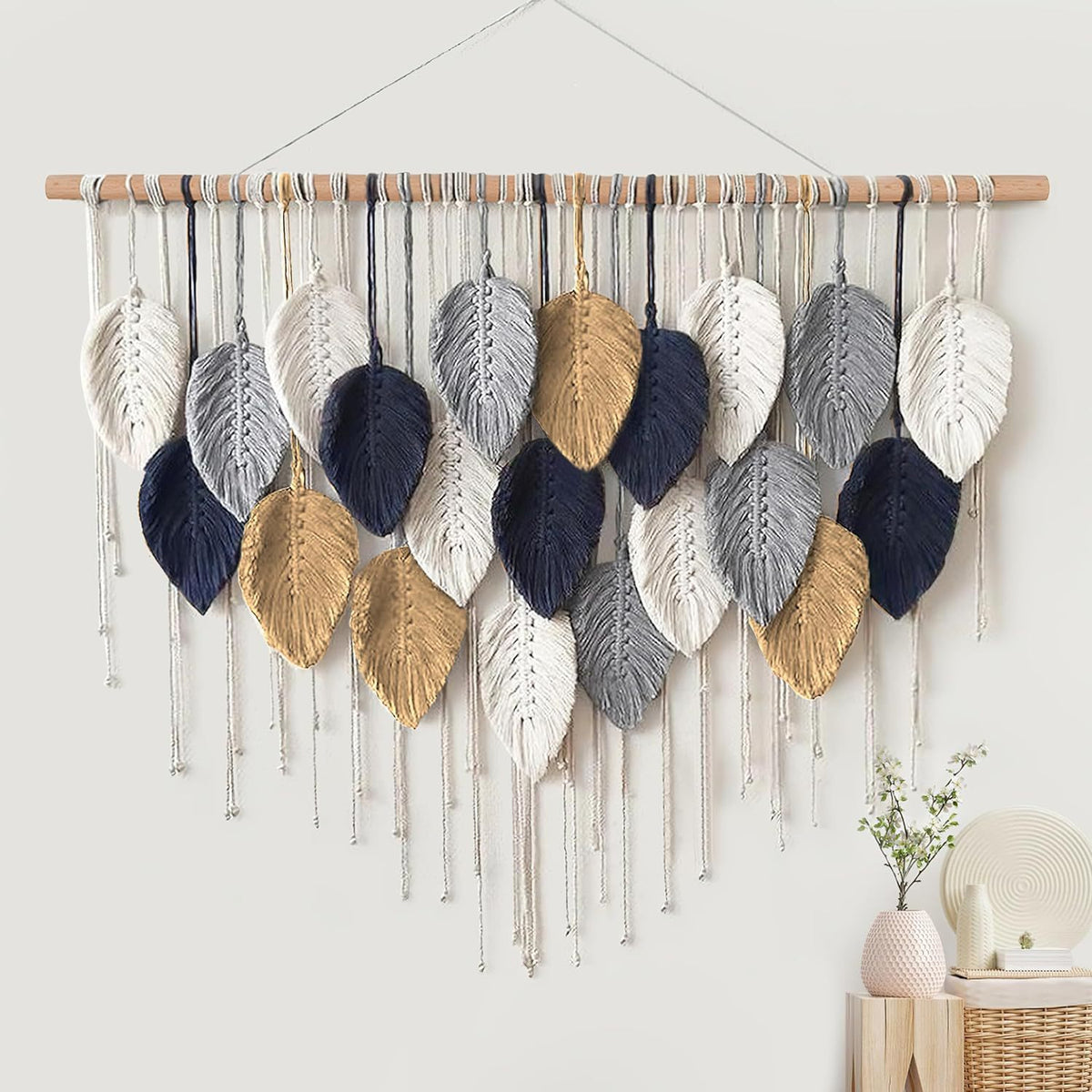 Macrame-Blatt-Wandbehang-Teppich Brehn