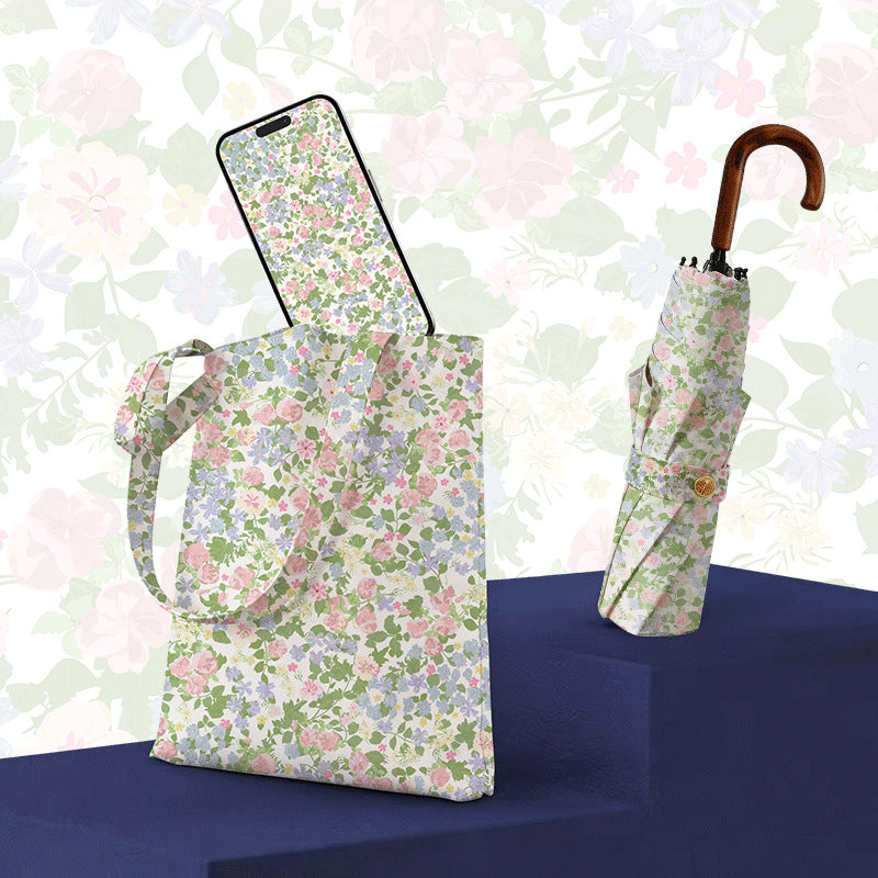 Damen Faltbarer Regenschirm mit exquisitem floralen Design Brehn