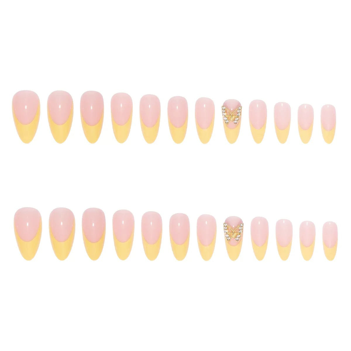 Kunstnagelset mit luxuriösen 3D-Schmetterlings- und Glitterverzierungen Brehn