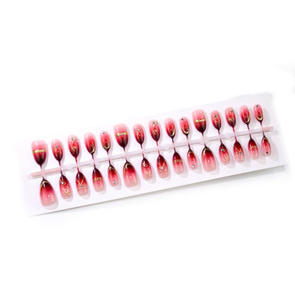 Künstlerisches Ombre Press-On Nail Art Set mit goldenen Akzenten Brehn