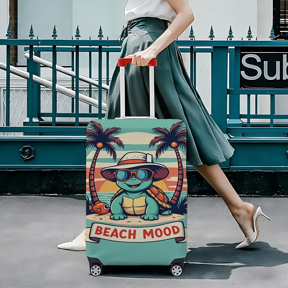 Unisex nan elastische Kofferschutzhülle mit Strand‑Schildkröten‑Motiv, dehnbarer Reißverschluss‑Schutz für Trolley Brehn
