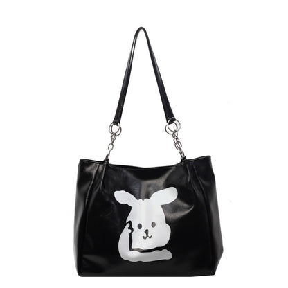 Süße Bärenprint-Faux-Leder-Hobo- Tasche