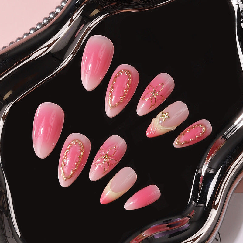 Elegante abstrakte Press-On-Nagelset Brehn