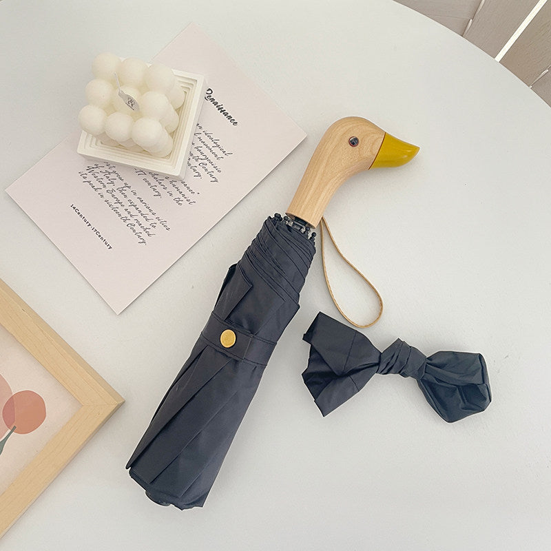 Damen Faltbarer Regenschirm mit einzigartigem Enten-Griff Brehn