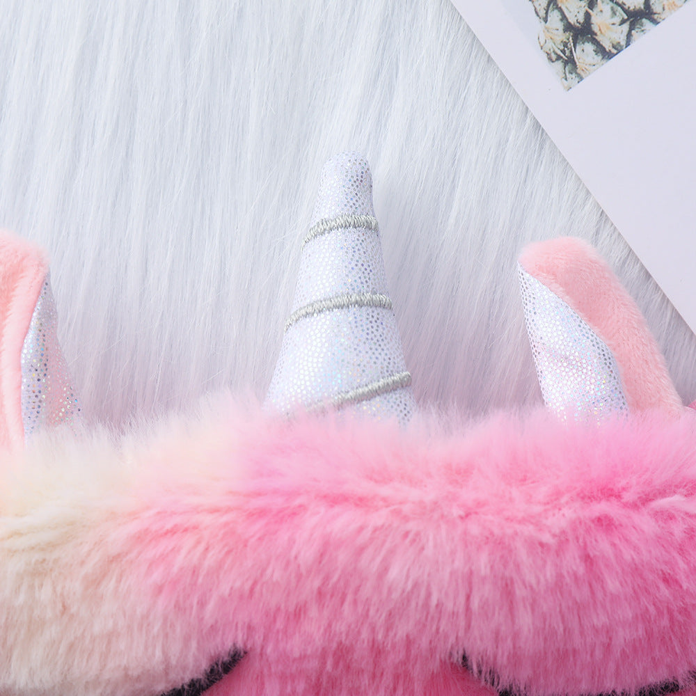 Damen nan plüschgefüllte Einhorn Schlafmaske mit 3D-Horn, gestickten Wimpern und verstellbarem Satinband Brehn