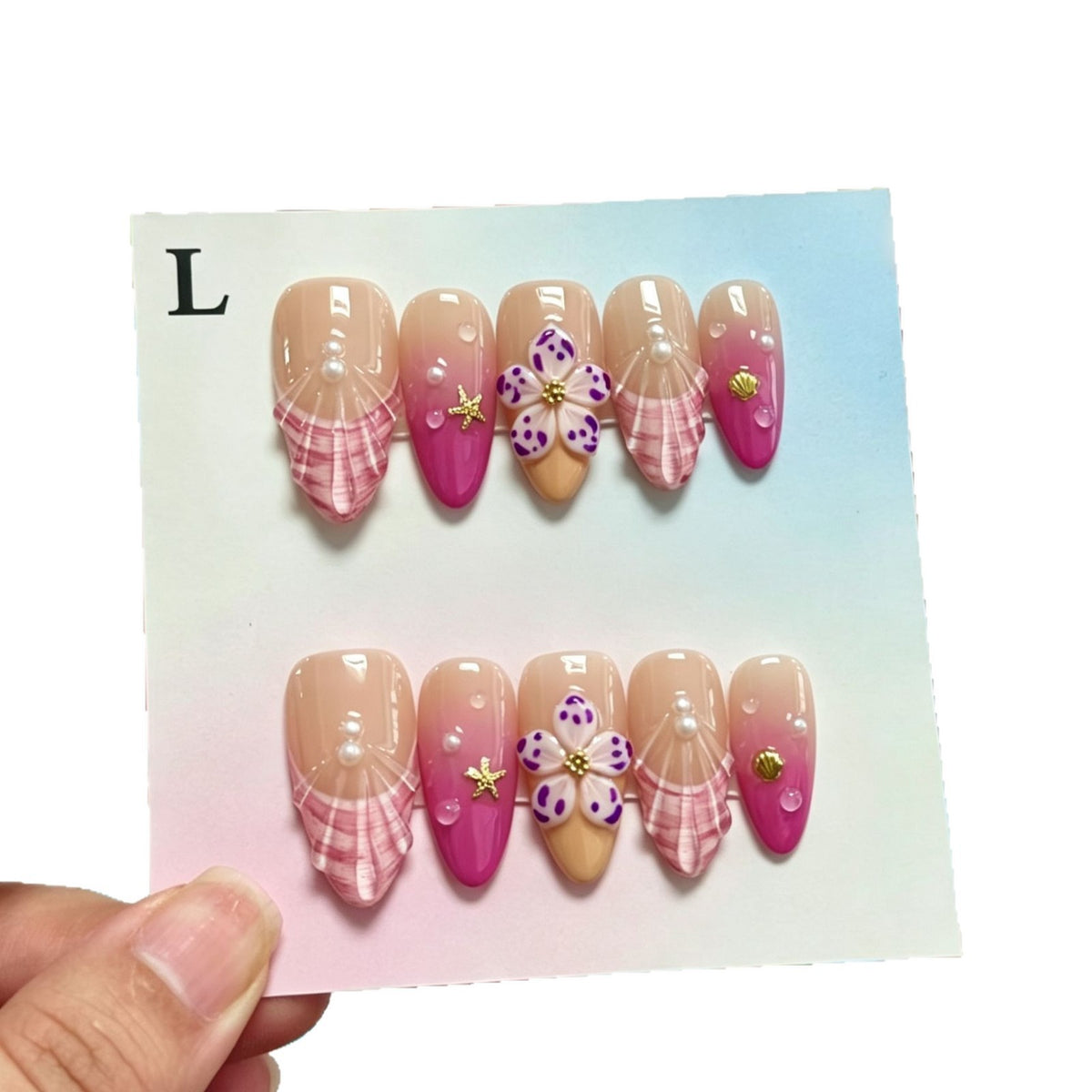 Künstlerisches 3D-Blumen-Press-On-Nagelset