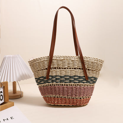 Stilvolle Korbtasche mit Stabilen Ledergriffen Brehn