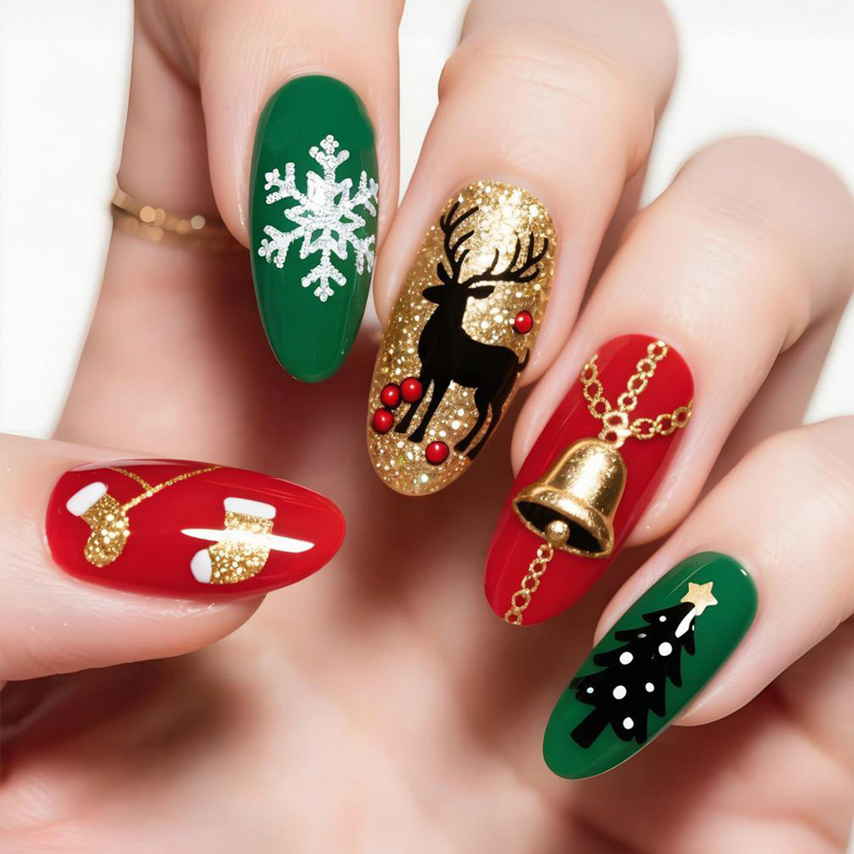 Festliche thematische Press-On Nagelkunst Brehn