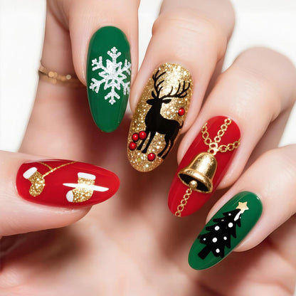 Festliche thematische Press-On Nagelkunst Brehn