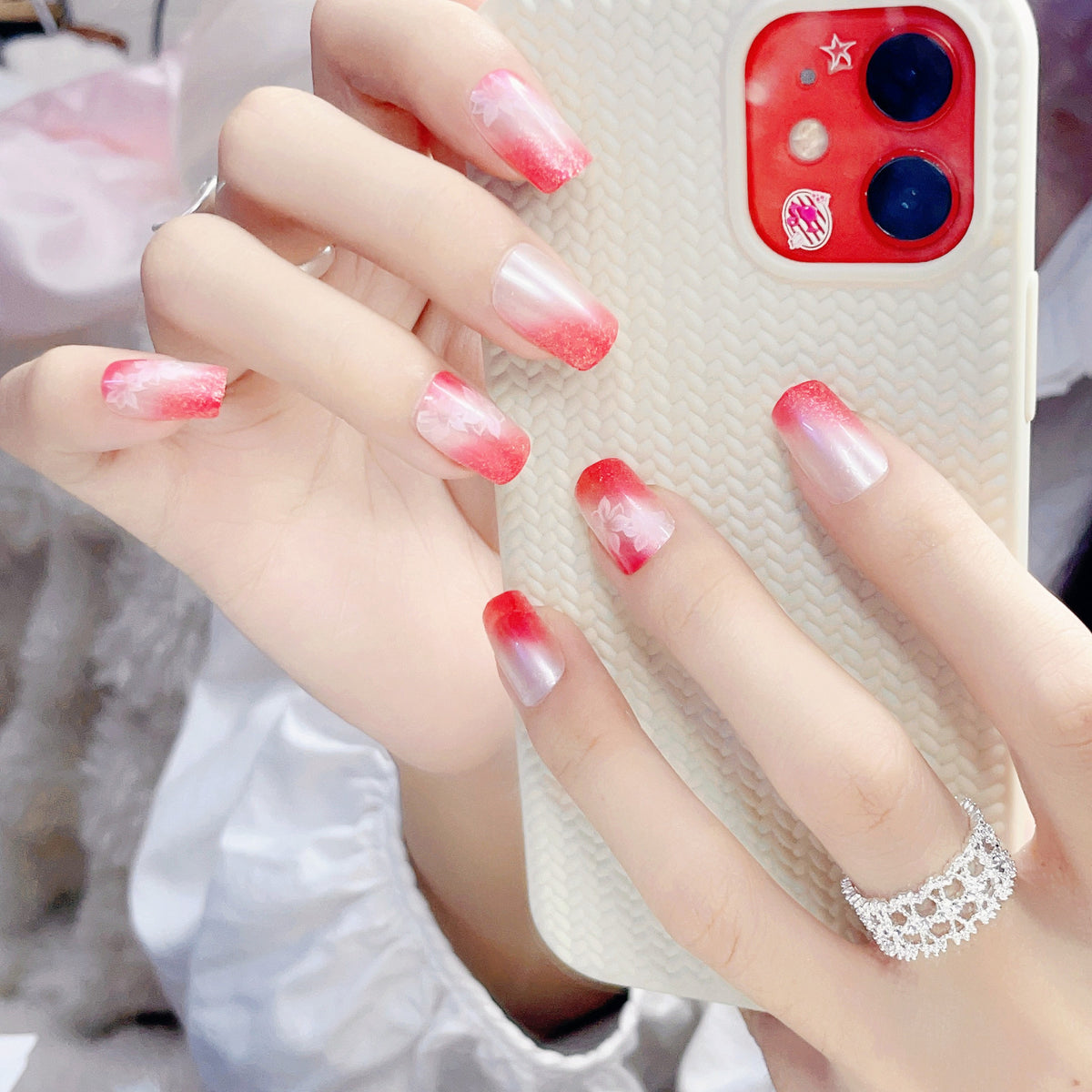Ombre Glitzer Druck-Nagelset