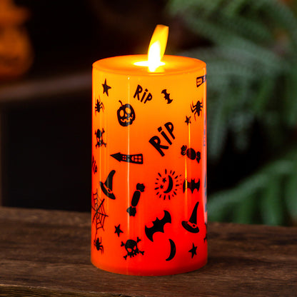 LED Dekorationskerze mit Halloween-Motiv